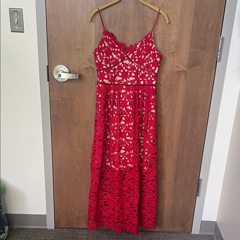 🌹✨ L’atiste by Ami Red Lace Maxi Dress – Size S ✨🌹